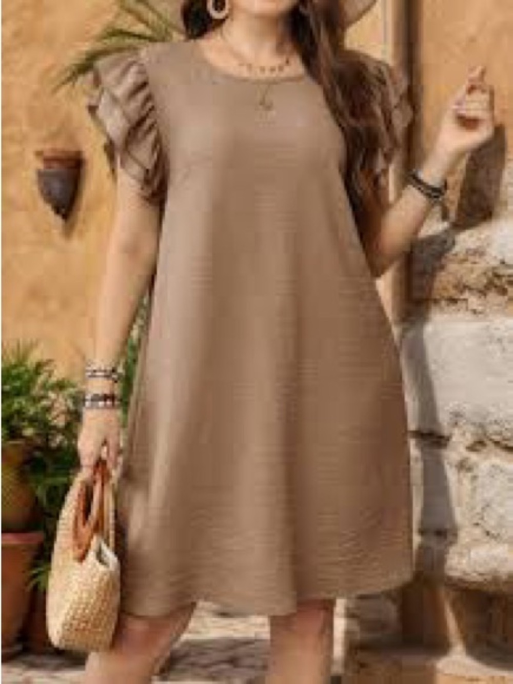 NWT EMERY ROSE Ruffles Cap Sleeve Dress